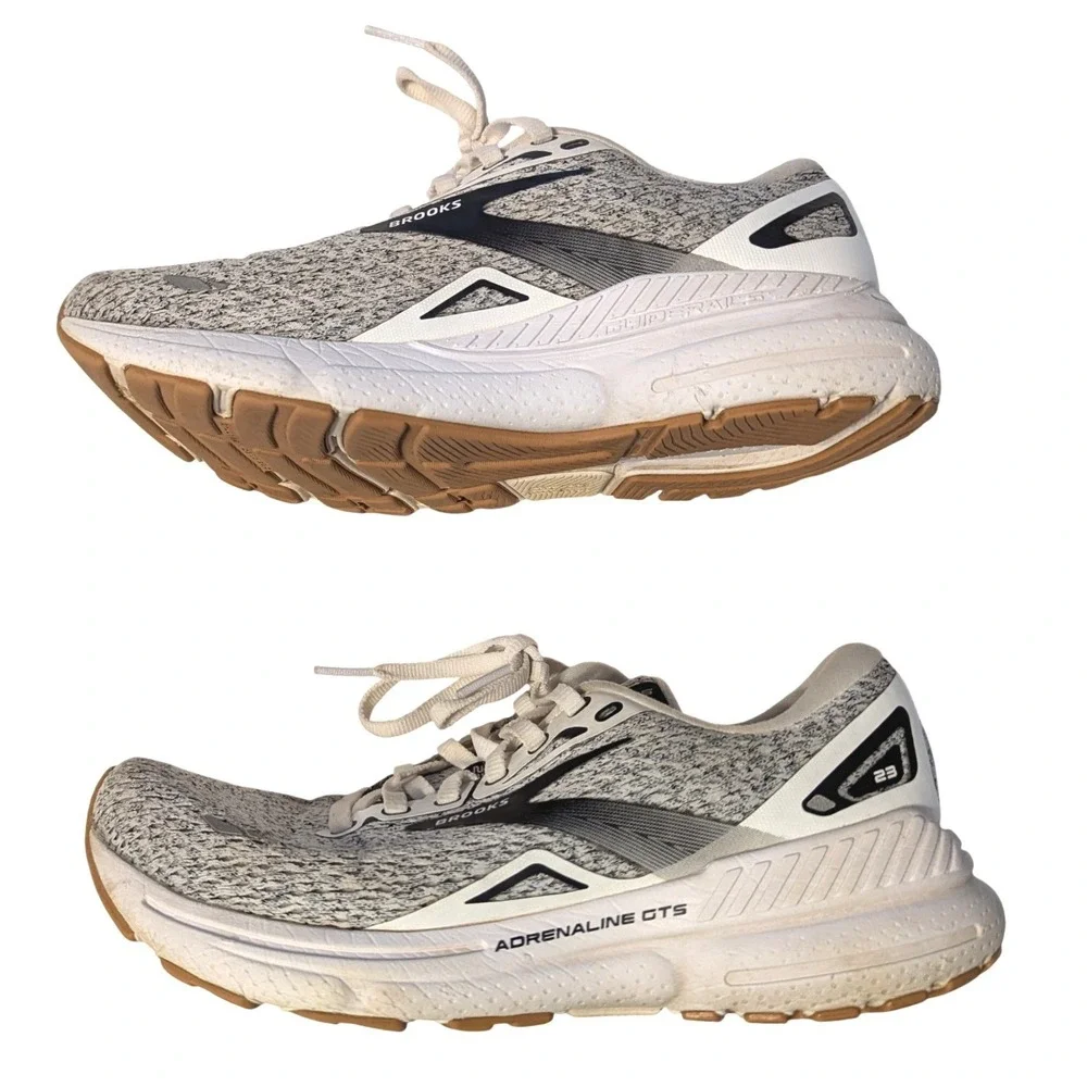 Brooks Adrenaline GTS 23 Grey White Running Shoes 1203811B112 Womens 7.5 Medium